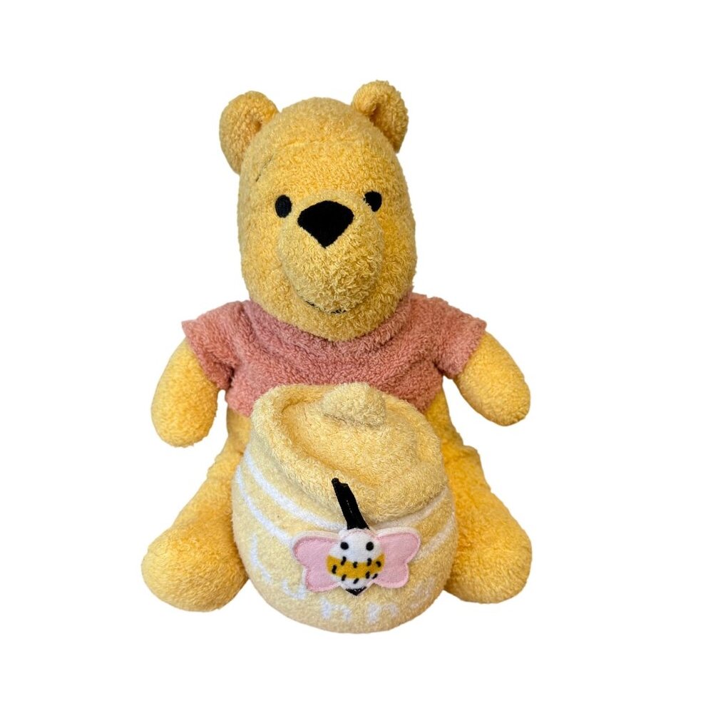 DISNEY Baby Winnie The Pooh Plush Toy Hunny Pot Bell Rattle Stuffed Animal Rare